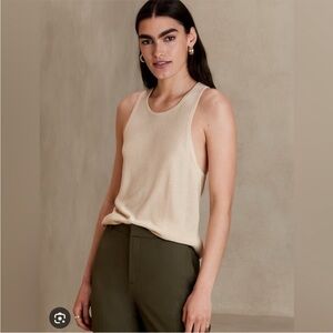Banana Republic | Reverse Cross-Back Sleeveless Tank Top in Cream Stone Size XXS